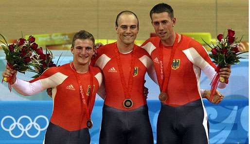 Rene Enders, Maximilian Levy, Stefan Nimke (v.l.n.r.) gewannen den Weltcup in Cali