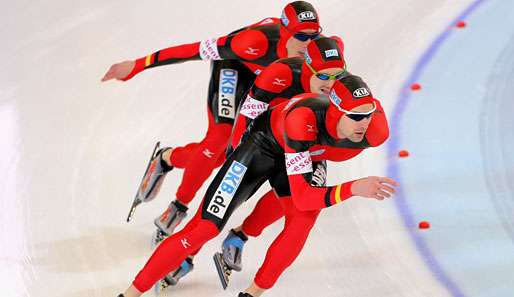 Erneut mit einer starken Leistung: Die deutschen Eisschnelllauf-Herren in der Teamverfolgung