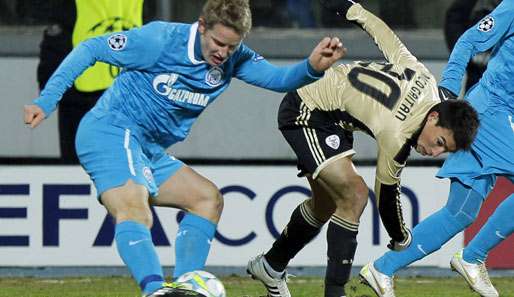 Ein Schlüssel zum Erfolg: Zenit hatte Benfica-Talent Gaitan (r.) stets bestens im Griff