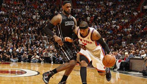 Werden wohl gegen Spanien mit von der Partie sein: LeBron James (l.) und Camelo Anthony (r.)