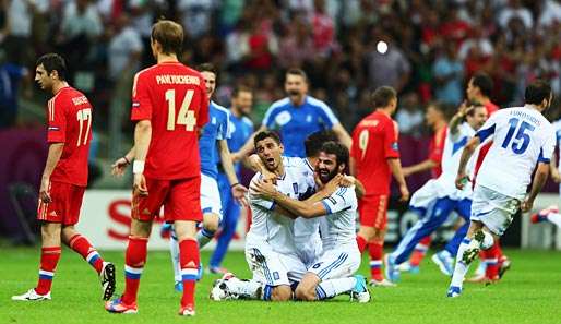 Der griechische Jubel kannte nach dem 1:0-Erfolg gegen Russland kaum Grenzen