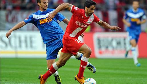 Zuletzt war Düsseldorfs Adriano Grimaldi (r.) nach Sandhausen ausgeliehen