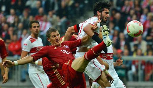 Bastian Schweinsteiger (l.) meldete sich gegen den VfB Stuttgart mit einem Treffer zurück