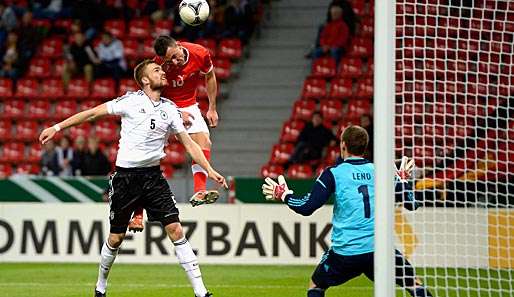 Kurz vor Schluss köpfte Josip Drmic das 1:1 für die Schweiz gegen die deutsche U 21