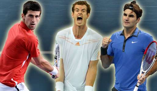 Werden wohl den Titel unter sich ausmachen: Novak Djokovic, Andy Murray und Roger Federer (v.l.)