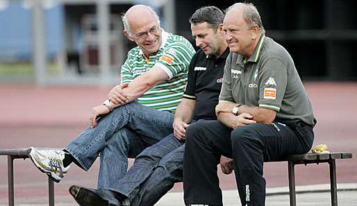 Da war die Werder-Welt noch in Ordnung: Klaus-Dieter Fischer (l.) zusammen mit Klaus Allofs (M.)