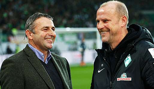 Fans trübten das freundliche Wiedersehen zwischen Klaus Allofs (l.) und Thomas Schaaf 