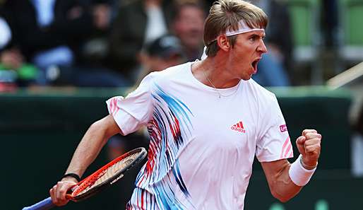 Qualifikant Cedrik-Marcel Stebe bejubelt in Chennai den Einzug in das Achtelfinale