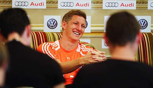 Bastian Schweinsteiger am Montag auf einem Pressetermin im Trainingslager in Doha/Katar