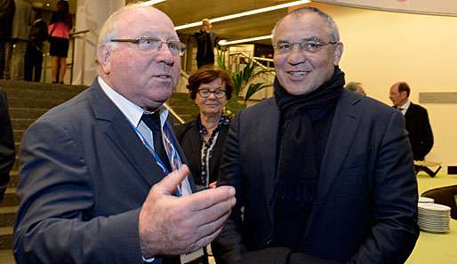 Ex-Wolfsburg-Trainer Felix Magath (r.) mit HSV-Legende Uwe Seeler