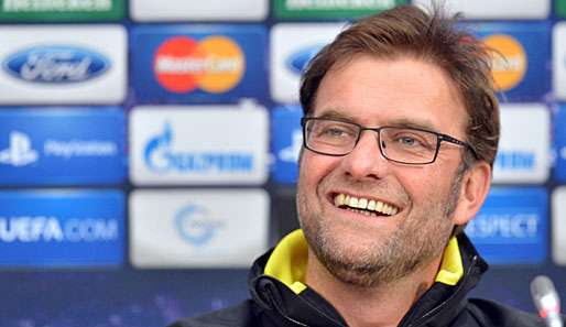 BVB-Coach Jürgen Klopp auf der Champions-League-Pressekonferenz 