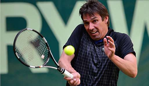 Michael Stich bei einem Showmatch im Rahmen der Gerry-Weber-Open