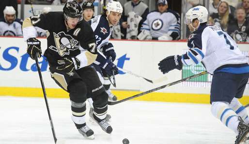 Kehrte nach neun Spielen Zwangspause zurück und traf beim 14. Pens-Sieg: Evgeny Malkin (l.)