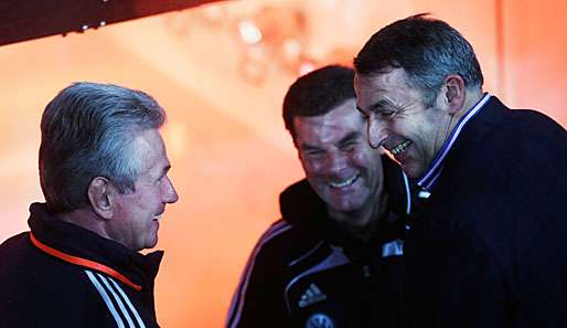 Heynckes, Hecking und Allofs vor dem Spiel. 90 Minuten später hatte nur noch einer was zu lachen
