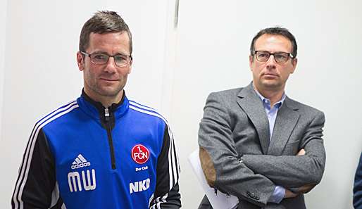 Martin Bader (r.) steht wohl auch in der nächste Saison hinter Trainer Michael Wiesinger (l.) 