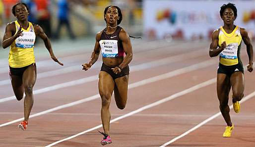 Shelly-Ann Fraser-Pryce (m.) lief beim Diamond-League-Meeting in Shangai eine Top-Zeit