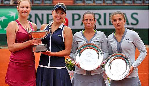 Makarowa und Wesnina (l.) konnten im Finale die Italienerinnen Errani und Vinci bezwingen