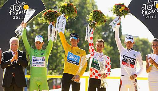 Die Gewinner 2012: Peter Sagan, Bradley Wiggins, Thomas Voeckler und Tejay Van Garderen