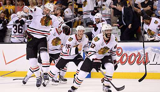 Bei den Blackhawks gab es nach Spielende verständlicherweise kein Halten mehr