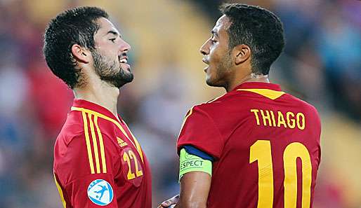 Zwei Stars der neuen Generation von La Roja: Isco (l.) und Bayerns Thiago