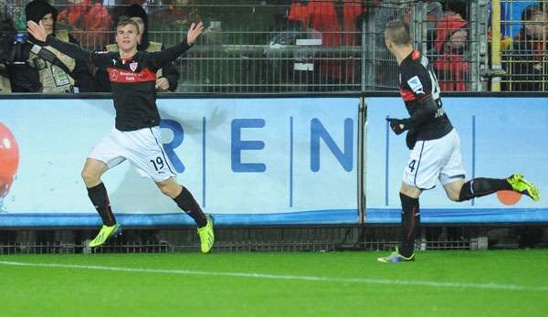 Timo Werner (l.) schoss zwei Tore für Stuttgart in Freiburg