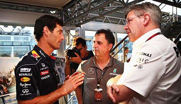 Mark Webber (l.) und Ross Brawn (r.) verlassen ihr Team nach dem Saisonende