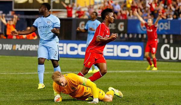 Abdrehen, jubeln: Liverpools Raheem Sterling hat soeben das 2:2 erzielt