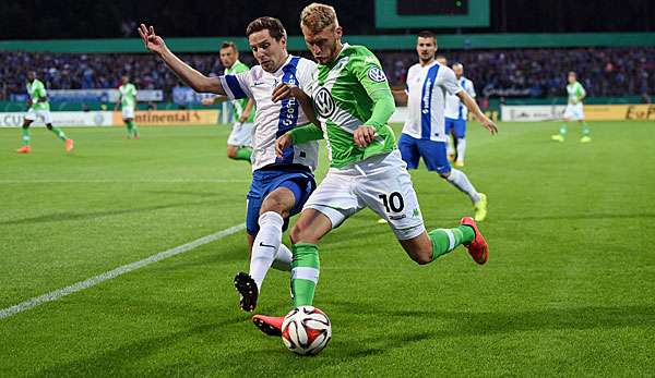 Aaron Hunt gab für Wolfsburg in Darmstadt sein Pflichtspieldebüt