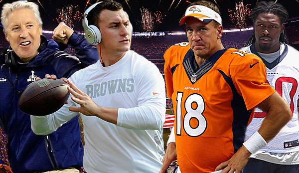 Läuft die Zeit von Peyton Manning (2.v.r.) ab - und steht die von Johnny Football (2.v.l.) noch bevor?