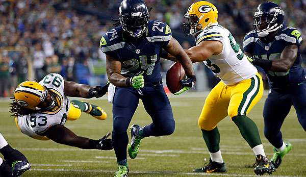 Marshawn Lynch (M.) und die Seahawks gewannen den Opener der neuen NFL-Saison
