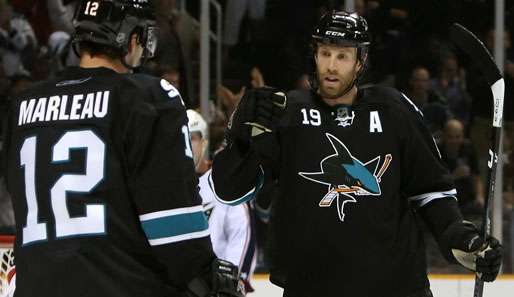 Zwei Torschützen unter sich: Patrick Marleau und Joe Thornton trafen für San Jose.