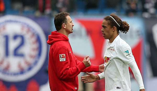 Yussuf Poulsen (l.) hat zusammen mit seinem neuen Trainer noch hohe Ziele