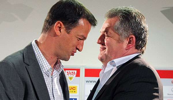 Ulrich Ruf (r.) - hier mit Fredi Bobic - legt sein Amt als VfB-Finanzvorstand nieder