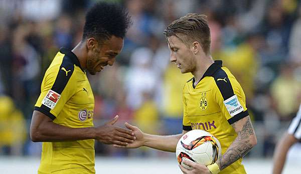 Marco Reus (r.) und Pierre-Emerick Aubameyang feierten am Wörthersee einen knappen Sieg