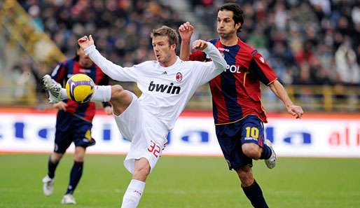 Im Spiel gegen den FC Bologna hatte David Beckham (l.) sein erstes Tor im Milan-Dress erzielt