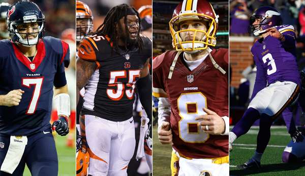 Für Brian Hoyer, Vontaze Burfict, Kirk Cousins und Blair Walsh (v.l.n.r.) ist die Saison vorbei