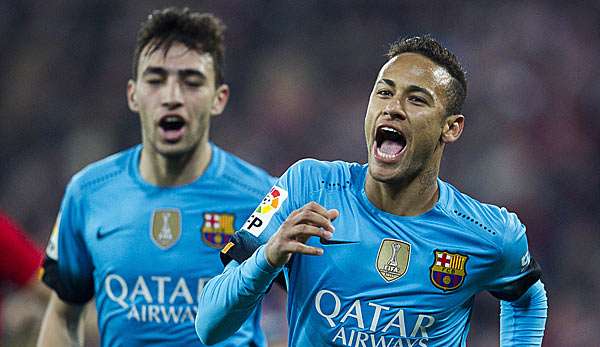 Neymar (r.) erzielte den zweiten Treffer für Barca in Bilbao