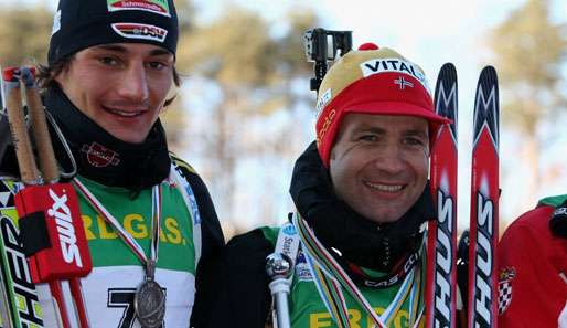 Christoph Stephan neben Weltmeister Ole Einar Björndalen (r.)