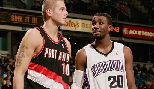 Joel Przybilla (l.) und Donte Greene: In der NBA Gegner, im DBB-Trikot bald Teamkollegen?