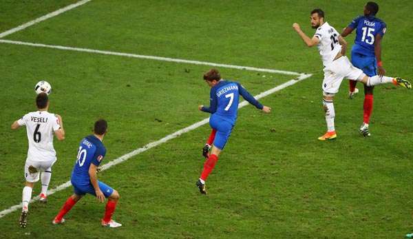 Antoine Griezmann traf mit dem ersten Torschuss der Franzosen, der aufs Tor ging