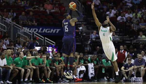 Carmelo Anthony war mit 19 Punkten mal wieder Topscorer gegen "Lieblingsgegner" Nigeria