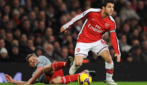 Cesc Fabregas' bislang letztes Spiel: Am 21. Dezember gegen Steven Gerrard und den FC Liverpool