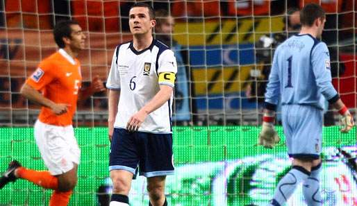 Barry Ferguson (M.) und Allan McGregor (r.) bei ihrem letzten Länderspiel gegen die Niederlande