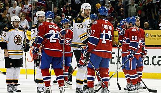Fair gratulierten die unterlegenen Canadiens den siegreichen Bostonern