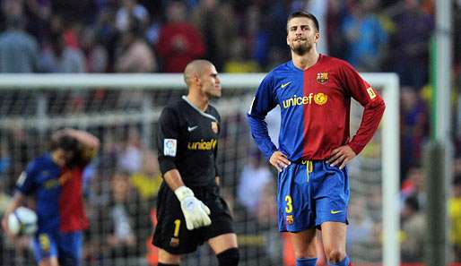 Torhüter Victor Valdes und Gerard Pique konnten es nach dem 3:3-Ausgleich nicht fassen