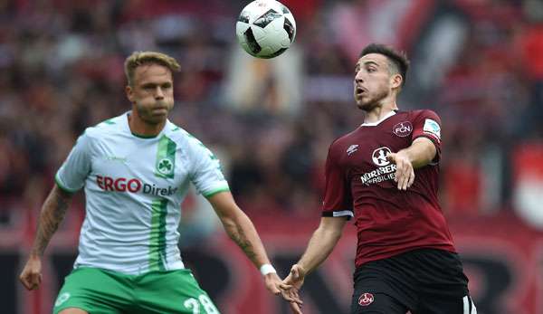 Marcel Franke von Greuter Fürth und Kevin Möhwald vom 1. FC Nürnberg standen sich im Franken-Duell gegenüber