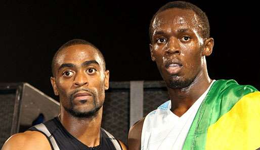 Die beiden Sprint-Superstars. Der Weltjahresbeste Tyson Gay und Weltrekordler Usain Bolt