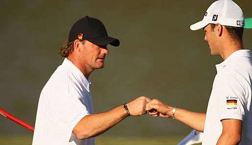 Martin Kaymer (r.) trat zuletzt mit Alex Cejka in Shenzhen an