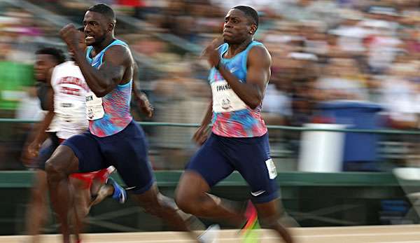 Bereits am Freitag musste sich Christian Coleman (r.) Justin Gatlin geschlagen geben