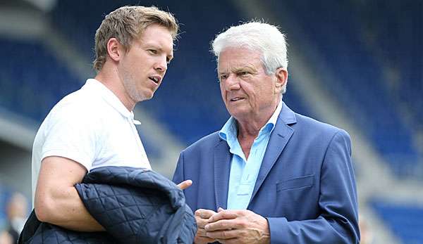 Dietmar Hopp (r.) glaubt nicht, dass Julian Nagelsmann noch lange in Hoffenheim bleiben wird